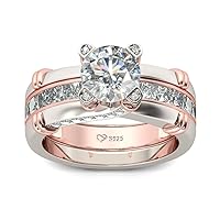 Jeulia Diamond Band Rings for Women cz Sterling Silver Interchangeable Ring Sets Wedding Engagement Anniversary Promise Ring Bridal Sets