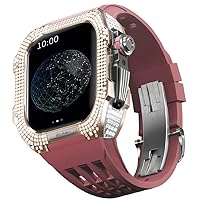 SKXMOD Uhren-Modifikationsset, Luxus-Uhrenarmband-Set für Apple Watch 6 5 4 SE 44 mm Luxus-Fluor-Gummi-Armband Titan-Gehäuse für iWatch 6/5/4/SE 44 mm Serie Upgrade Modifikation