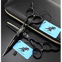 Hair Cutting Scissors Left Hand Scissor Kits Stainless Black Steel Hairdressing Shears Set Barber/Salon/Home Shears Kit for Men Women 6.0Inch