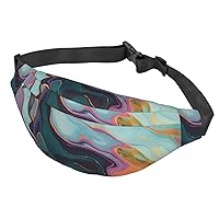 Fanny Pack For Men Women Casual Belt Bag Waterproof Waist Bag Colourful Marble Running Waist Pack For Travel Sports