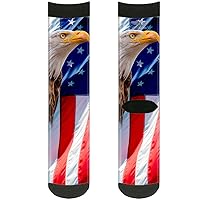 Buckle-Down Unisex-Adult's Socks American Eagle Flags Crew, Multicolor