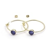 Handmade Design Blue Tanzanite Hydro Stud Earrings Single Stone Gemstone Brass Earrings Jewelry