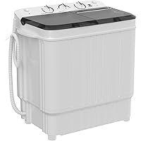 Portable Washing machine, 17.6lbs Mini Compact Laundry Washing Machine, Twin Tub 11lbs Washer & 6.6lbs Spinner, Clothes Washer Machine with Drain Pump for Apartment, Dormitory and RVs
