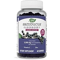 Nature's Way Sambucus Black Elderberry Gummies with Vitamin C and Zinc, 60 Gummies