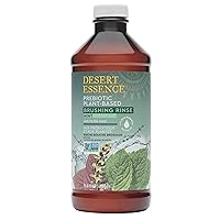 Desert Essence Prebiotic Plant-Based Brushing Rinse Mint 15.8 fl oz – Alcohol Free, No SLS, Gluten-Free, Vegan, Cruelty Free - Healthy Oral Microbiome - Tea Tree Oil, Inulin & Chicory Root