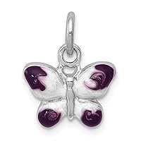 925 Sterling Silver Solid Open back Rhod Enameled Purple Butterfly Angel Wings Pendant Necklace Measures 21x16mm Wide Jewelry for Women