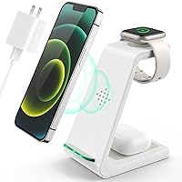 Wireless Charging Station, 3 in 1 Fast Desk Charging Station, Wireless Charger Stand for iPhone 15/14/13/12/11 Pro Max/X/Xs Max/8/8 Plus, AirPods 3/2/pro, iWatch Series 9/8/7/6/5/SE/4/3/2