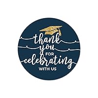Andaz Press Navy Blue and Gold Glittering, Graduation Circle Labels, Thank You for Celebrating with US, 40-Pack Graduation Stickers Custom Graduation Thank You Stickers Class of 2024