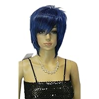 Unisex Short Straight Fluffy Dark Blue Costume Fancy-Dress anime wig