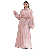 IMEKIS Women Muslim Abaya Long Sleeve Dress Loose Full Cover Middle East Arabian Robe Dubai Islamic Prayer Clothes Wedding
