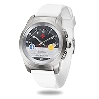 ZeTime Regular Original Hybrid Smartwatch 44mm with Mechanical Hands Over a Color Touch Screen – Brushed Silver/White Silicon Flat