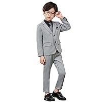 Boys' Herringbone Notch Lapel Suit 3-Piece Two Buttons Tuxedos for Casual Dinner