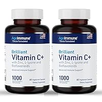 Vitamin C 1000mg Complex with L-Lysine 500mg, Zinc Gluconate 12mg, Bioflavonoids 300mg. Doctor Formulated Magnesium Stearate Free Supplements for Healthy Immune System Support. Two Bottles.(2)