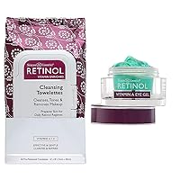 Retinol Anti-Aging Cleansing Towelettes – All-in-One Cleanser, Pre-Moistened Wipes + Retinol Vitamin A Eye Gel – Anti-Wrinkle Treatment Minimizes Signs of Aging, Puffiness & Dark Circles Around Eyes