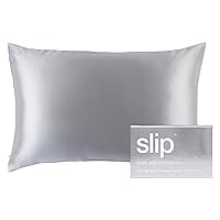 SLIP Queen Silk Pillow Cases - 100% Pure 22 Momme Mulberry Silk Pillowcase for Hair and Skin - Queen Size Standard Pillow Case - Anti-Aging, Anti-BedHead, Anti-Sleep Crease, Silver (20