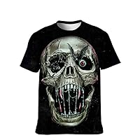 Gift Cool-Funny Skull-Hip-Hop Style-Tshirt Shirt Retro T-Shirt Tees-Adult Tshirt Comic-Teeshirt Pattern Athletic