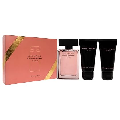 Narciso Rodriguez Musc Noir Rose 1.6oz EDP Spray, 1.6oz Body Lotion, 1.6oz Shower Gel Women 3 Pc Gift Set