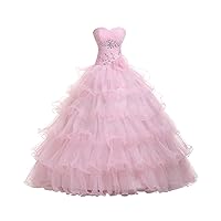 Popular Ruche Dance Quinceanera Prom Dresses Ball Gown Organza Plus Size 26W- Pink