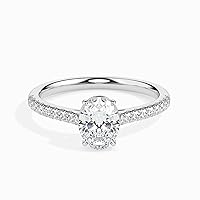Siyaa Gems 2.50 CT Oval Cut Colorless Moissanite Engagement Rings Wedding Birdal Ring Diamond Ring Anniversary Solitaire Halo Accented Promise Vintage Antique Gold Silver Ring Gift