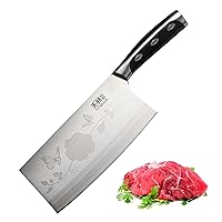 TJ POP Meat Cleaver Knife 7.4 Inch, Professional Chinese Chef Knife, Full-tang Designed Sharp Butcher Knife, Heavy Duty Blade for Bone Cutting