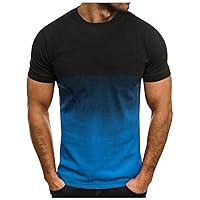 ZunFeo Mens Shirts Casual Stylish Summer Gradient Short Sleeve T-Shirt Slim Fit Workout Active Basic Tee Shirt