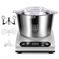 Mixer Kitchen Electric Stand Mixers LCD Display 6QT Bowl And Heating & Fermentation Function With Dough Hock,Cream Sticker,Egg Whick(Silver)