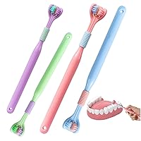 3 Sided Toothbrush Adult, 4pcs Soft Three Sided Toothbrush, Around Tongue Coating Toothbrush, Triple Bristle Toothbrush for Adults and Children