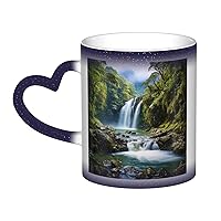 Color Changing Mug Waterfall Landscape Painting Coffee Mug Ceramic Coffee Cups Creative Mug Coffee Magic Mugs Magic Tea Cup Mug
