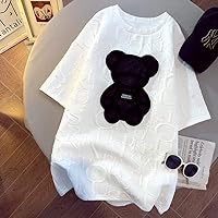 T-Shirt Women's Spring and Summer Short-Sleeved Bottoming Shirt Korean Version Trendy Loose Half-Sleeve Top (Color : White, Size : L)
