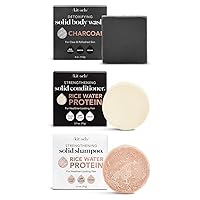 Detoxifying Charcoal Body Wash Bar & Rice Shampoo & Conditioner Bars with Discount
