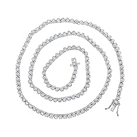 The Diamond Deal 10kt White Gold Mens Round Diamond Tennis Chain Necklace 4-5/8 Cttw