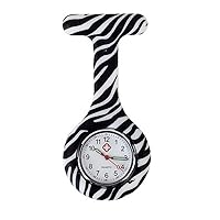New Zebra Silicone Quartz Movement Nurse Brooch Fob Tunic Pocket Watch