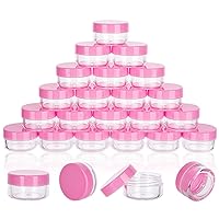 5 Gram Sample Containers with Lids, 50 Count 5ML Sample Jars, Empty Cosmetic Containers with Lids, Small Makeup Travel Containers for Glitter, Lotion, Cream, Beads, with Labels, Mini Spatulas
