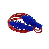 Howard Leight by Honeywell Airsoft Flanged Reusable Earplugs with Red Polycord & Reusable Case, 50-Pairs (AS-30R),Blue
