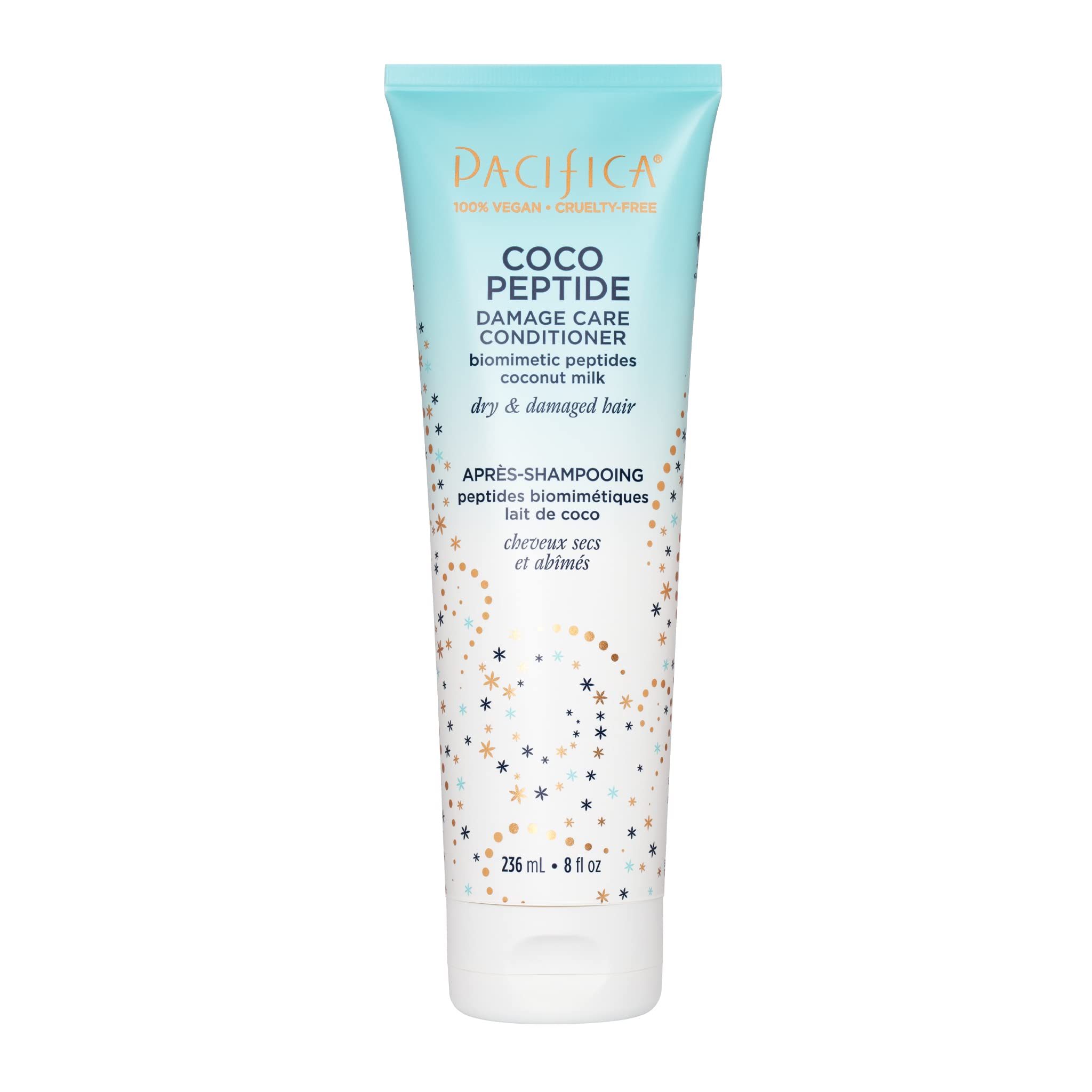 Pacifica Beauty, Coco Peptide Damage Care Conditioner, Dry & Damaged Hair, Repair Damage from Bleach, Color, Chemical Services, Chlorine, & Heat, Coconut, Vitamin B5, Peptide, Split Ends & Breakage
