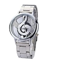 Novelty Musical Note Dial Quartz Movement Watch with Stainless Steel Band