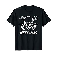 Ayyy LMAO Funny Alien Meme Peace Sign Planet Moon Graphic T-Shirt