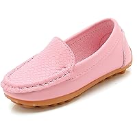 WUIWUIYU Boy's Girl's Slip-on Loafers Flats Oxford Shoes Solid Color Mocassins House Shoes