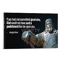 VERITTY Genghis Khan Mongolian Empire Khan Inspirational Poster Canvas Painting Wall Art Poster for Bedroom Living Room Decor 12x18inch(30x45cm) Frame-style
