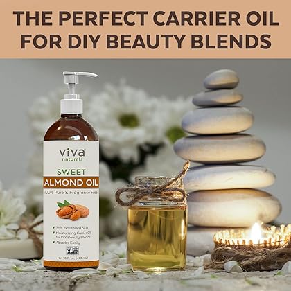 Almond Oil (16 oz); Sweet Almond Oil for Skin or Almond Oil for Hair, The Perfect Natural Body Oil for Women, Great as Unscented Massage Oil