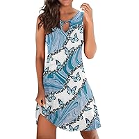 Beach Dresses for Women Casual Summer Dresses for Women Sexy Hollow Out O Neck Sleeveless A Line Vintage Beach