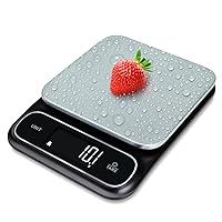 0.1g Kitchen Food Scale 2024 - Waterproof Scale for Food Ounces and Grams, Cooking and Baking Scale w/a Stainless Steel Plate, Backlight, 11lbs Capacity - High Precision 0.1g/0.01oz (Square)