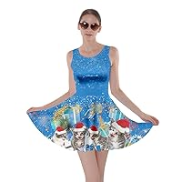 CowCow Womens Cute Xmas Music Cat Outfit Colorful Cartoon Octopuses Pattern Skater Dress for Regular Size Plus Size