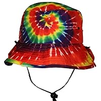 Tie Dye Jungle Bucket Hat - String Strap for Women Men Girls Teens Rainbow Colors
