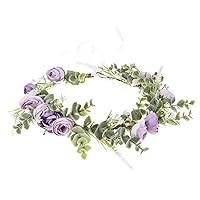 Floral Fall Artificial Baby Breath Flower Halo Wedding Crown Lilac Bridal Headpiece Greenery Crown HC-24 (F-purple)
