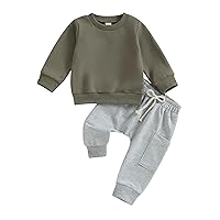 Toddler Baby Boy Fall Outfits Long Sleeve Crew Neck Pullover Sweatshirt + Jogger Pants Set Infant Winter Clothes