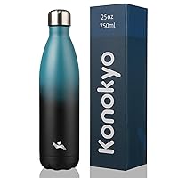 Insulated Water Bottles,25oz Double Wall Stainless Steel Vacumm Metal Flask for Sports Travel,Indigo Black