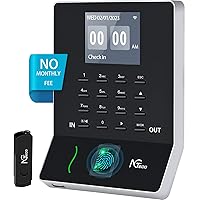 NGTeco Fingerprint Time Clock, W2 Biometric Employee Time Attendance Machine for Small Business and Office, Finger Scan, Automatic Punch, LAN WiFi, App for iOS/Android (0 Monthly Fee)