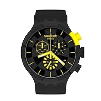 Swatch Quartz Silicone Strap, Black, 20 Casual Watch (Model: SB02B403), Yellow