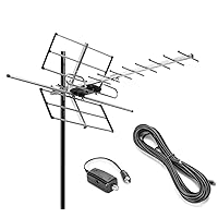 Outdoor Digital Amplified Yagi HDTV Antenna, Built-in High Gain and Low Noise Amplifier, 40FT RG6 Coaxial Cable, 120 Miles Range with UHF and VHF Signal